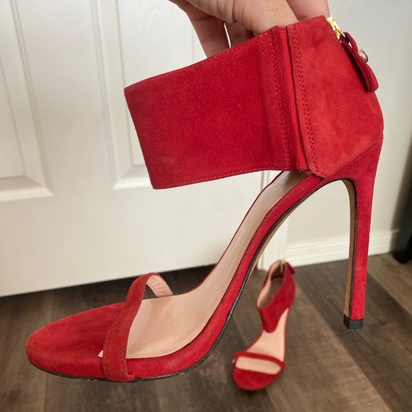 Stuart Weitzman Red Suede Heels - Picture 12 of 16